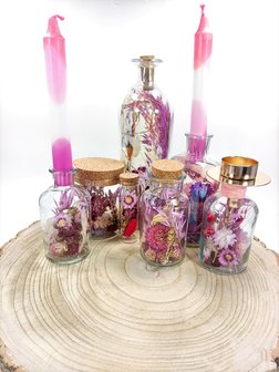 Droogbloemen in fles collectie COLD PINK