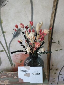 droogboeket roze met groen