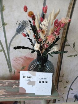 droogbloemen boeket strobloemen roze en wit