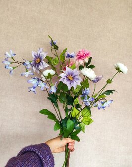 Boeket zijden bloemen roze paars