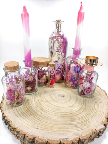 Droogbloemen in fles collectie COLD PINK