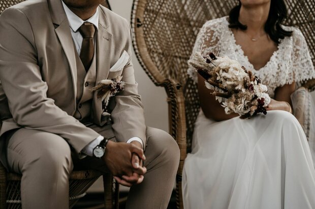 Corsage man bruiloft droogbloemen