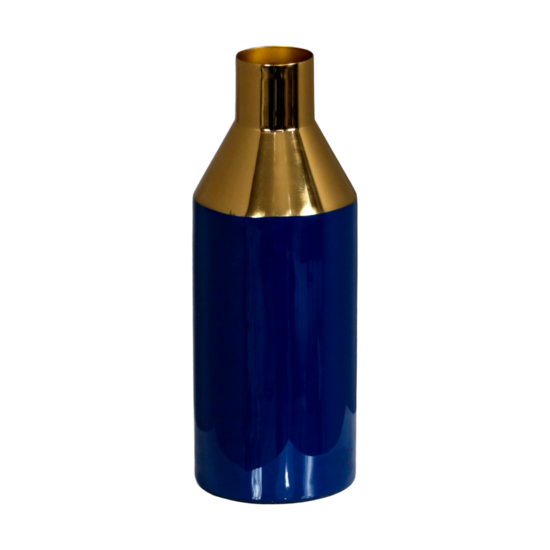 blauwe vaas met gouden hals 
