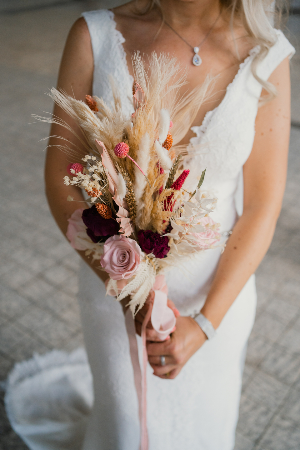 Droogbloemen bruidsboeket 