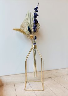 Droogbloemenhouder met gouden staaldraad 25cm Droogbloemenhouder met gouden staaldraad 25cm