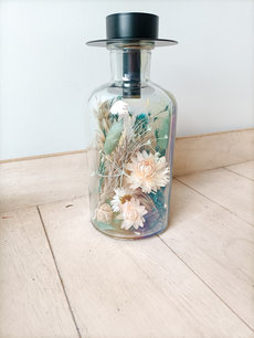 Droogbloemen in fles PETROL groot Droogbloemen in fles PETROL groot