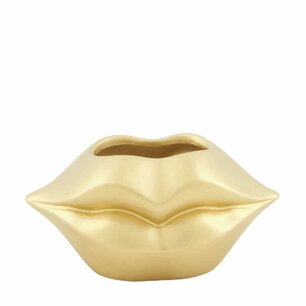 Bloempot gouden lippen